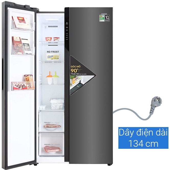Tủ lạnh Aqua side by side Inverter 541 lít AQR-S541XA - Chính hãng BH 2 năm - Miễn phí lắp đặt