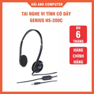 Tai nghe Genius HS-200C, Âm thanh chuẩn, nhỏ gọn, 1 Jack 3.5, dây dài 1.8m, nghe nhạc, học tiếng Anh - Hàng chính hãng