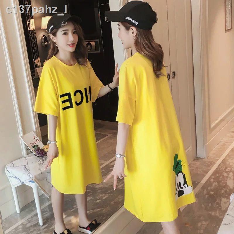 ✻Váy ngủ mùa hè nữ phiên bản Hàn Quốc dễ thương dáng suông dài tay ngắn cỡ lớn đồ học sinh xuân thu phục vụ tại nhà