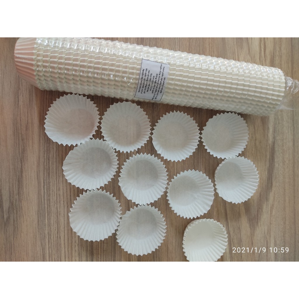 1000 CHÉN GIẤY CUPCAKE MỀM NƯỚNG BÁNH SIZE 7.5 MÀU TRẮNG - MADE INDONESIA