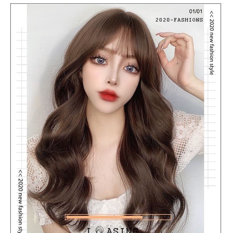 Tóc giả nữ đẹp ❤️FREESHIP❤️ Tóc giả nguyên đầu xoăn dợn 2220