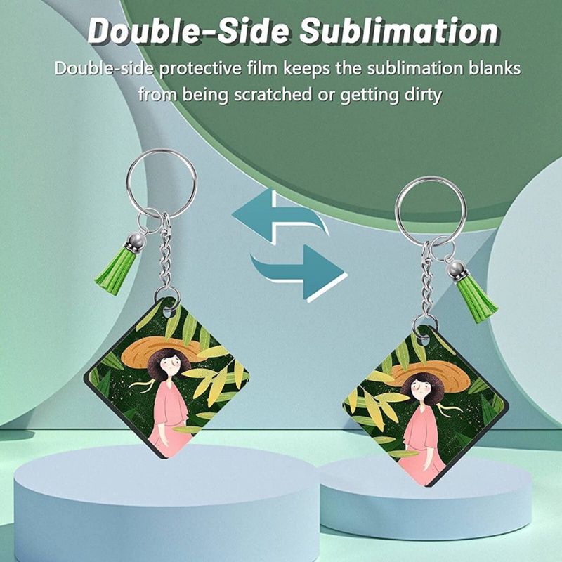 Móc Khóa Bằng Sợi Da Phối Tua Rua Mdf Truyền Nhiệt