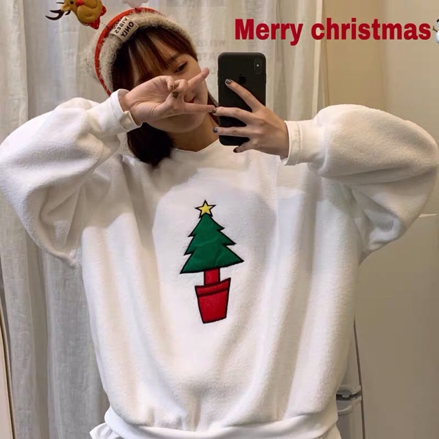 Áo len xù hình hươu, cây thông cute
