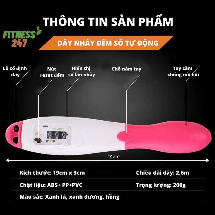 Dây Nhảy Thể Dục Cao Cấp Dây Nhảy Đếm Số Đếm Bước Nhảy Tự Động Thoải Mái Tập Luyện Tại Nhà Có Tay Cầm Chống Trơn Trượt