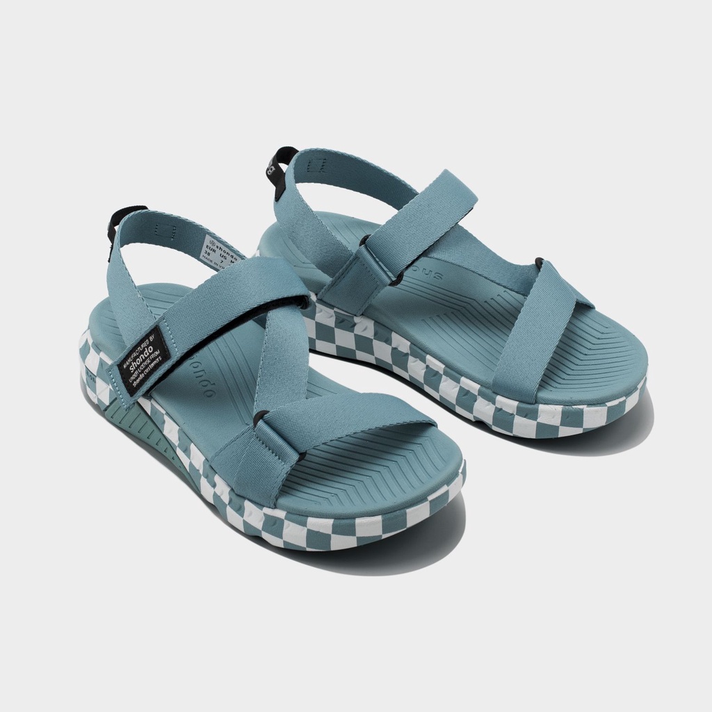 Giày Sandals SHONDO F7 Racing caro xanh F7C3232