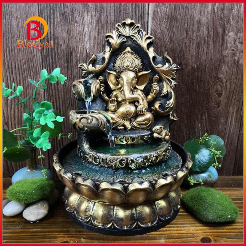 [BLESIYA1] Hindu Ganesha Statue Water Fountain Led Waterscape Living Room Decor Arts