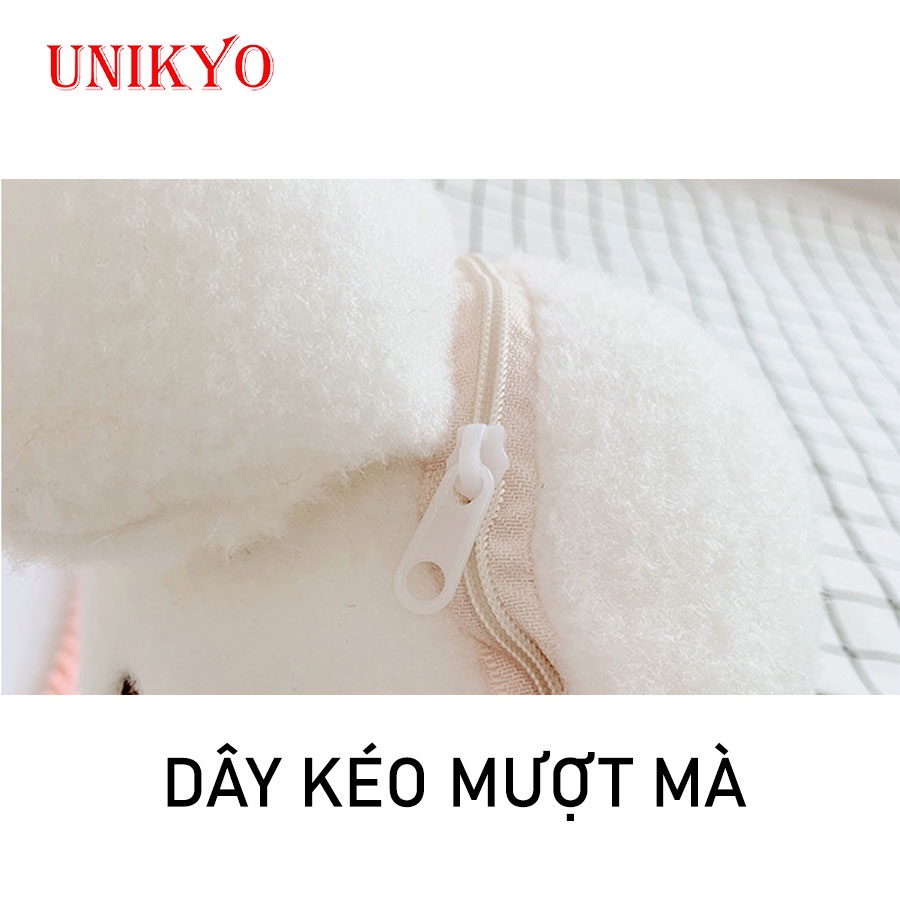 Túi xách đeo chéo cho bé gái trẻ em hình thỏ bông vải nhung mịn cực dễ thương xinh xắn siêu cute đáng yêu Unikyo UN59