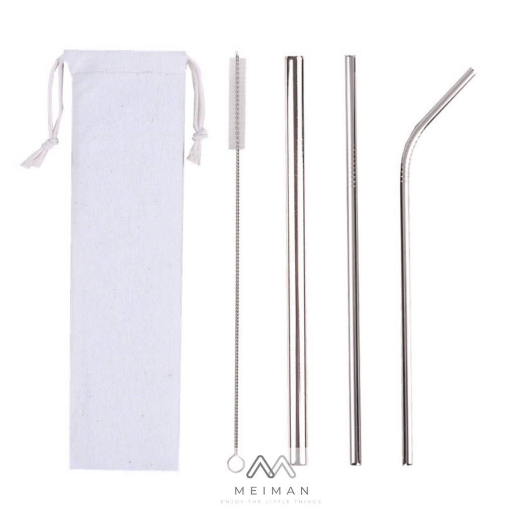 Combo ống hút Inox 304 tái sử dụng nhiều lần - Có túi vải xinh xắn