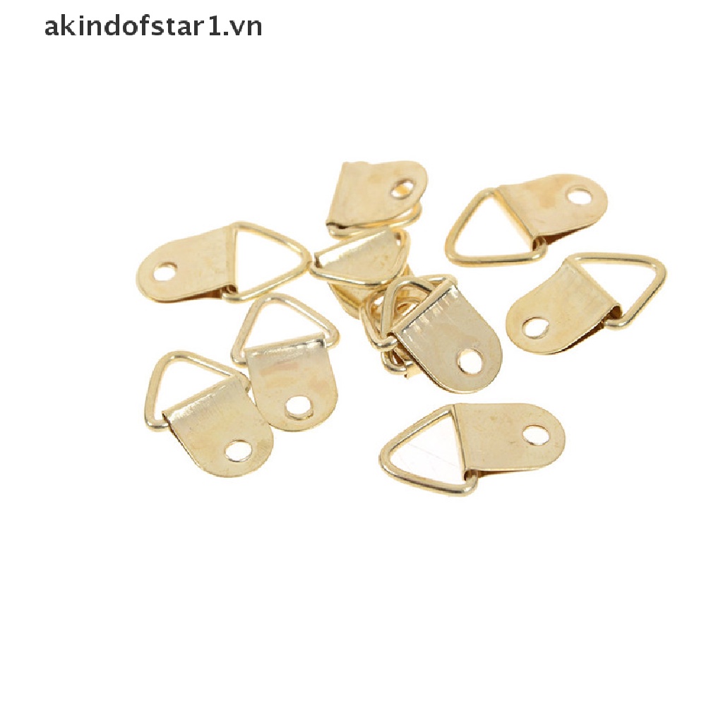 Set 10 Móc Treo Khung Ảnh Hình Tam Giác Bằng Đồng Thau Màu Vàng Bộ 10 Chiếc Nhẫn Vàng Móc Chữ D