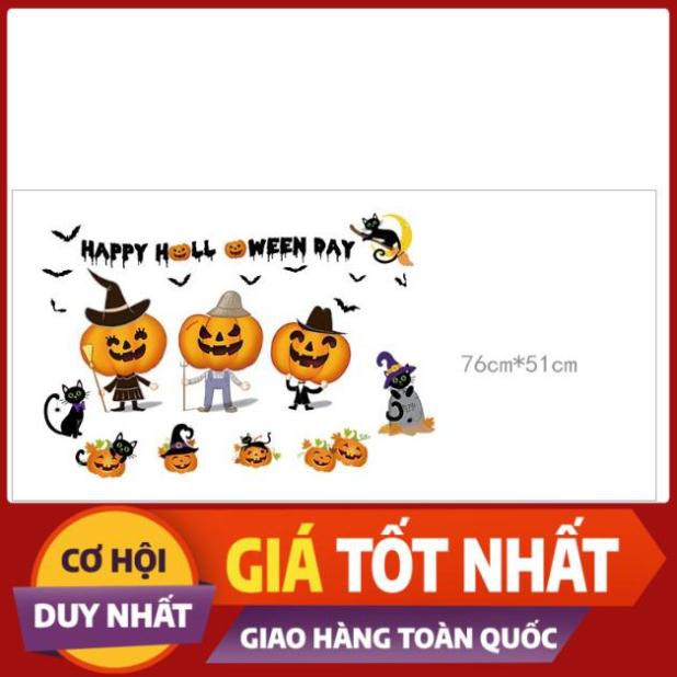 [HANG UY TÍN - GIÁ RẺ] Decal trang trí tường - Halloween Bí Đỏ Vui Vẻ chơi lễ 07