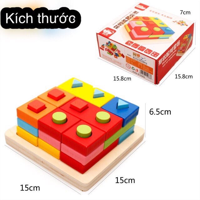 [ ẢNH THẬT ] ĐỒ CHƠI GỖ MONTESSORI THẢ CỌC HÌNH KHỐI 3D THÔNG MINH CHO BÉ