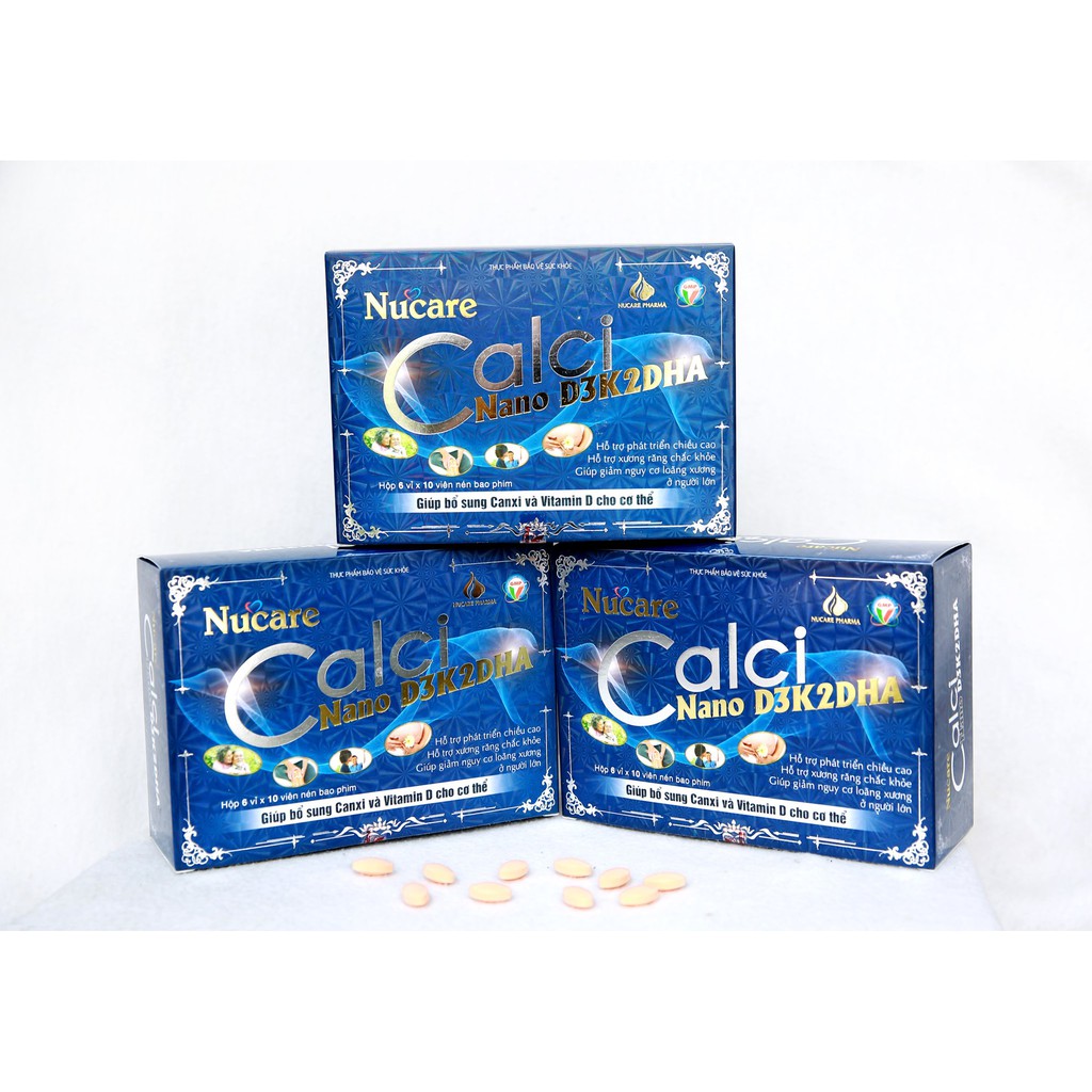 BỔ SUNG CALCIUM CHO XƯƠNG RĂNG VỚI CALCIUM NANO D3K2 DHA HỘP 60 VIÊN
