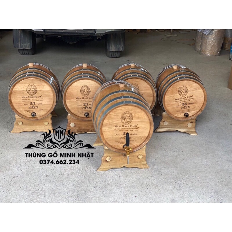 Thùng ngâm rượu gỗ sồi 50 lít, thùng đựng rượu gỗ sồi kèm vòi mạ crom