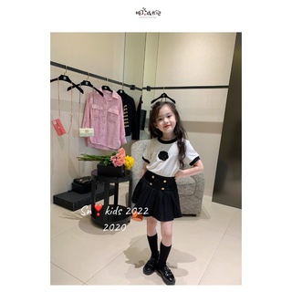 Set hoa đen cv xếp ly bé gái