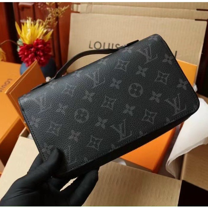 👝HIGH FASHION👝 Ví nam nữ cao cấp, Ví Cluth xách tay 1 khóa LV các nmẫu Fullbox MLN NV HV