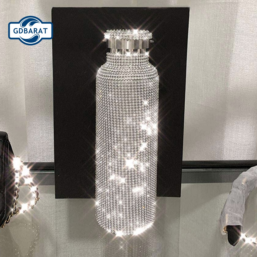 Bình Đựng Nước Giữ Nhiệt Bằng Thép Không Gỉ Đính Kim Cương Giả