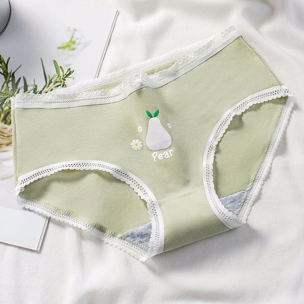 Quần lót cotton lưng vừa phối ren in họa tiết hoạt hình đính nơ dễ thương thời trang cho nữ