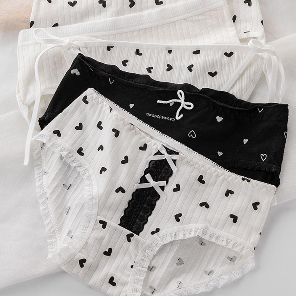 IVORY Quần Lót Cotton Lưng Vừa Đính Nơ Ren Phong Cách Lolita Dễ Thương Cho Nữ