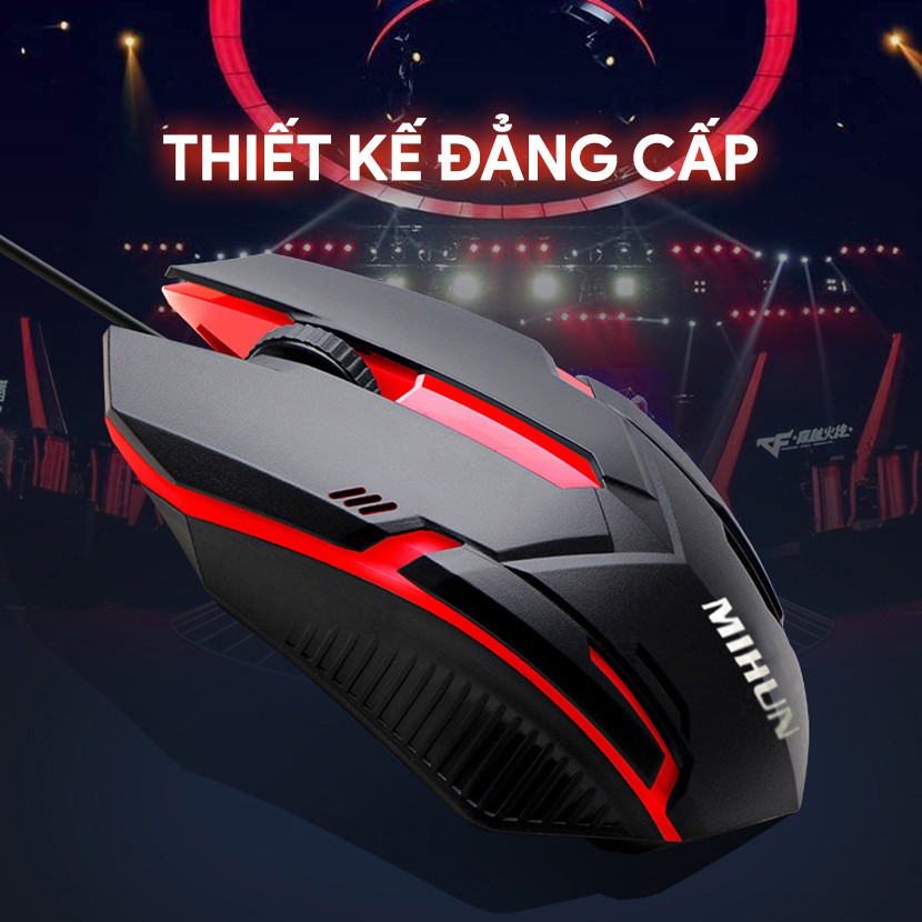 Chuột gaming, chuột có dây vi tính laptop MIHUN M103 đèn LED cho game thủ văn phòng kèm lót chuột