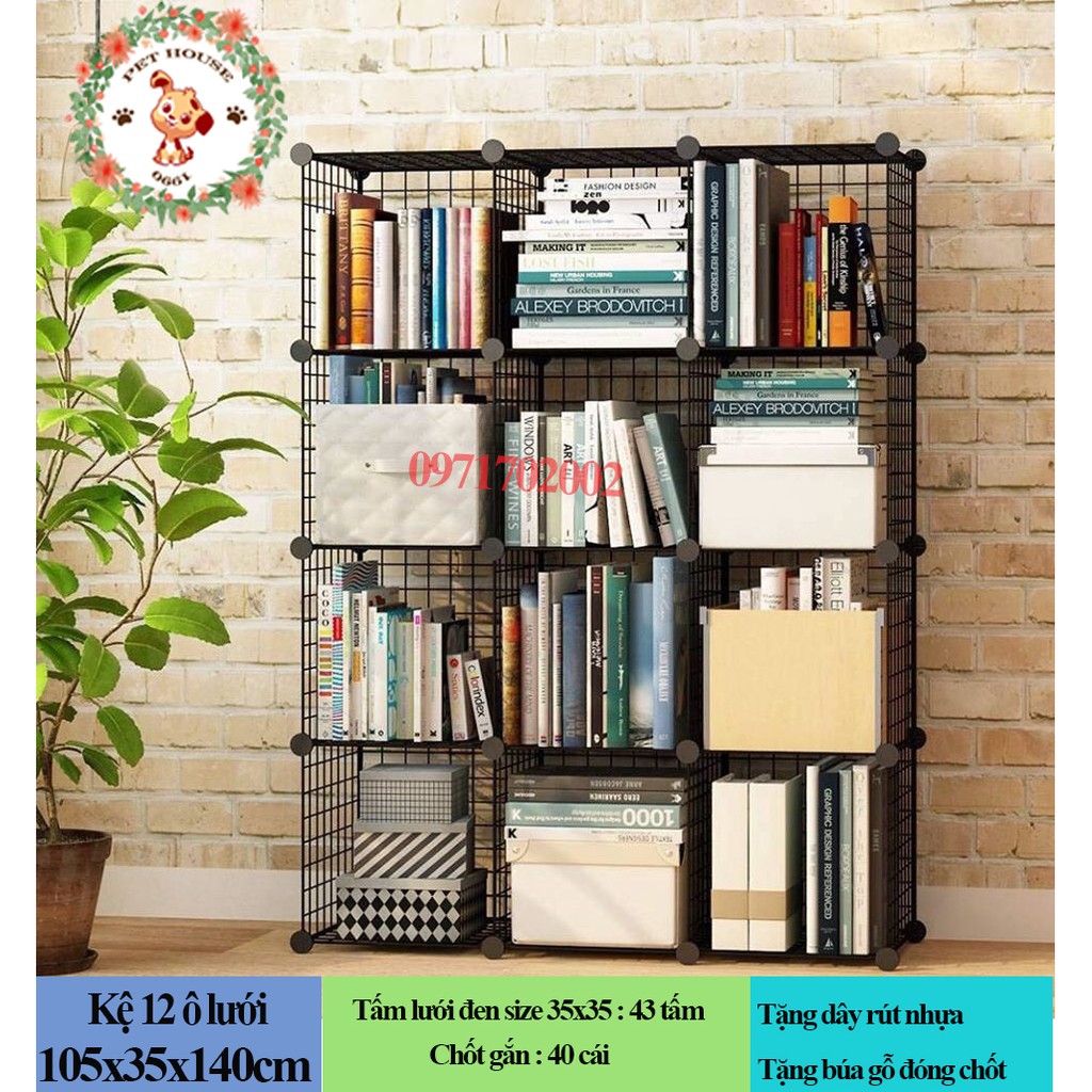 Kệ tủ lưới sắt lắp ghép 12 ô đa năng, tiện ích, trang trí gọn gàng, lưới sắt chắc chắn, tháo lắp dễ dàng