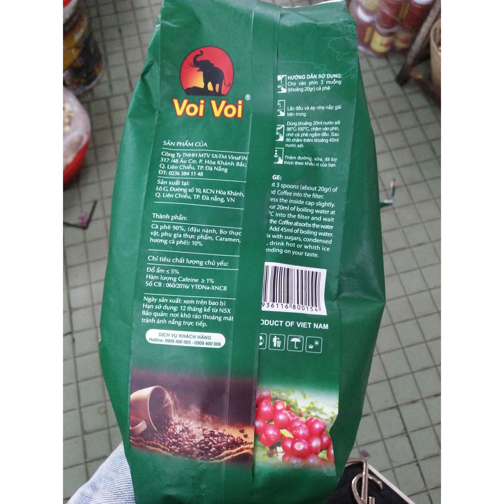 [ HÀNG BÁN CHẠY ] COMBO 2 GÓI CÀ PHÊ CON SÓC - VOI VOI ( XANH LÁ ) GÓI 500g