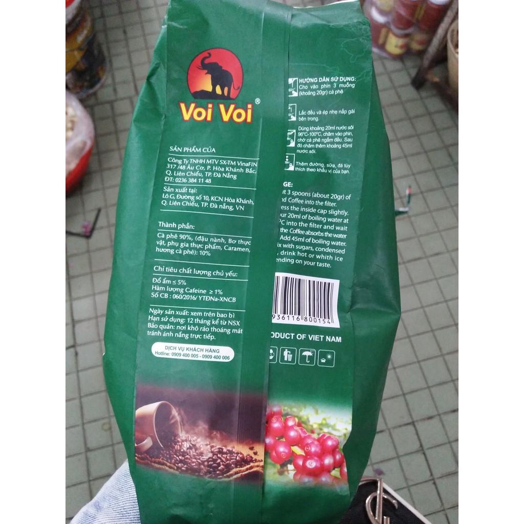 [ HÀNG BÁN CHẠY ] CÀ PHÊ CON SÓC - VOI VOI ( XANH LÁ ) GÓI 500g