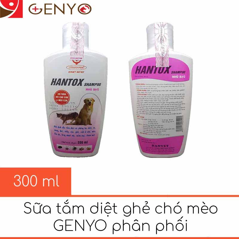 Sữa Tắm Trị Ve Ghẻ Rận Tai Bọ Chét Chó Mèo - Hantox Hồng