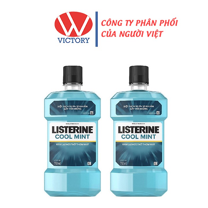 Nước súc miệng bạc hà Listerine Cool Mint (750ml) - Ngừa sâu răng, hôi miệng - Victory Pharmacy