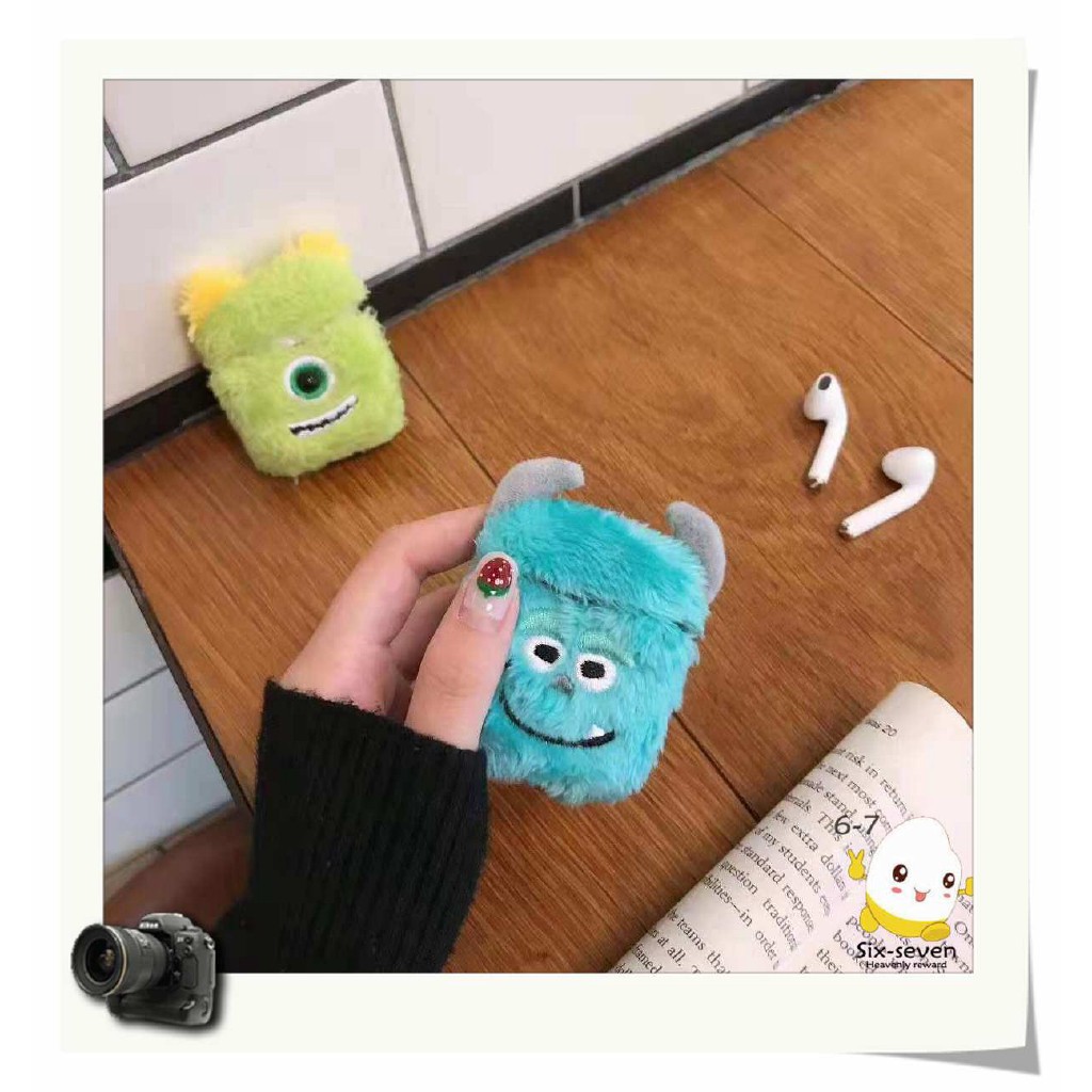 airpods case plush University monsters Mike Sulley cartoon apple Airpods 1/2 wireless bluetooth headset protective cover