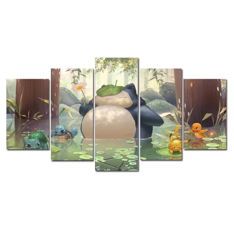 Set 5 Tranh Treo Tường Trang Trí Hình Nhân Vật Trong Pokemon 5 Tấm