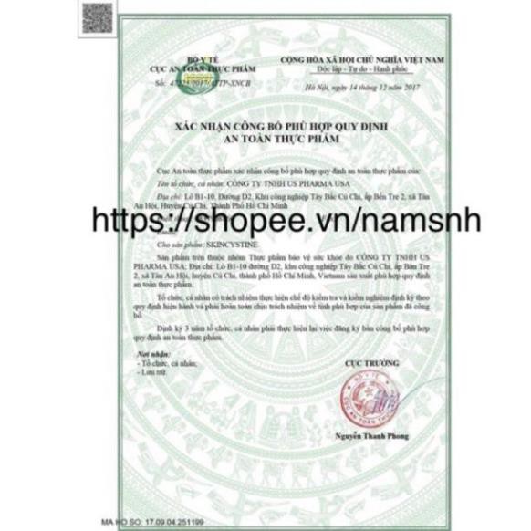 Skincystine US Pharma viên uống hỗ trợ trị mụn, bệnh da liễu, Hộp 60 viên | Thế Giới Skin Care
