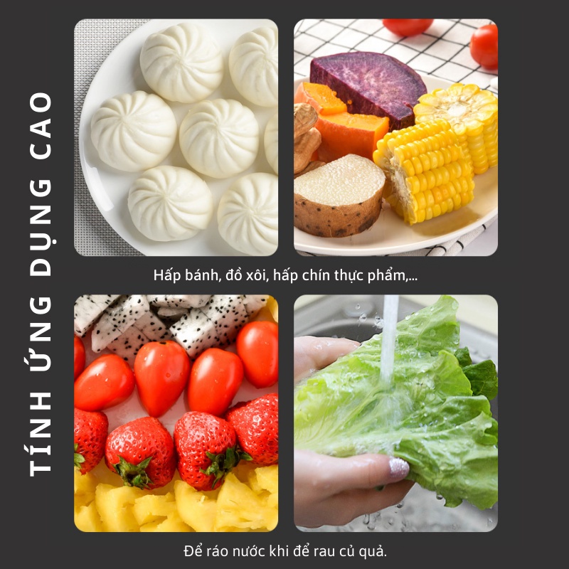 Vỉ Hấp Inox Xếp Gọn Hấp Hải Sản,Tôm,Cá,Hấp Bánh Bao,Đồ Ăn Cho Bé