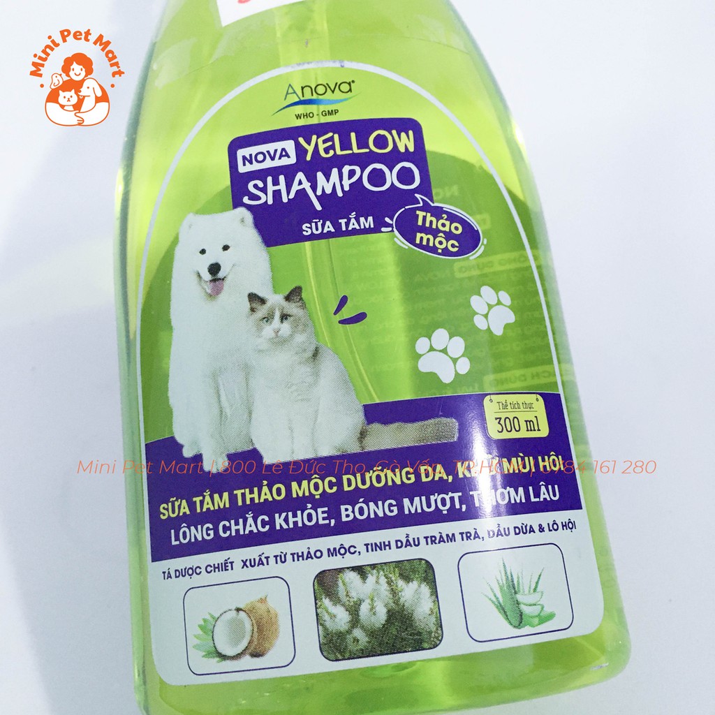 Sữa tắm thảo mộc cho chó, mèo NOVA YELLOW SHAMPOO - 300ml