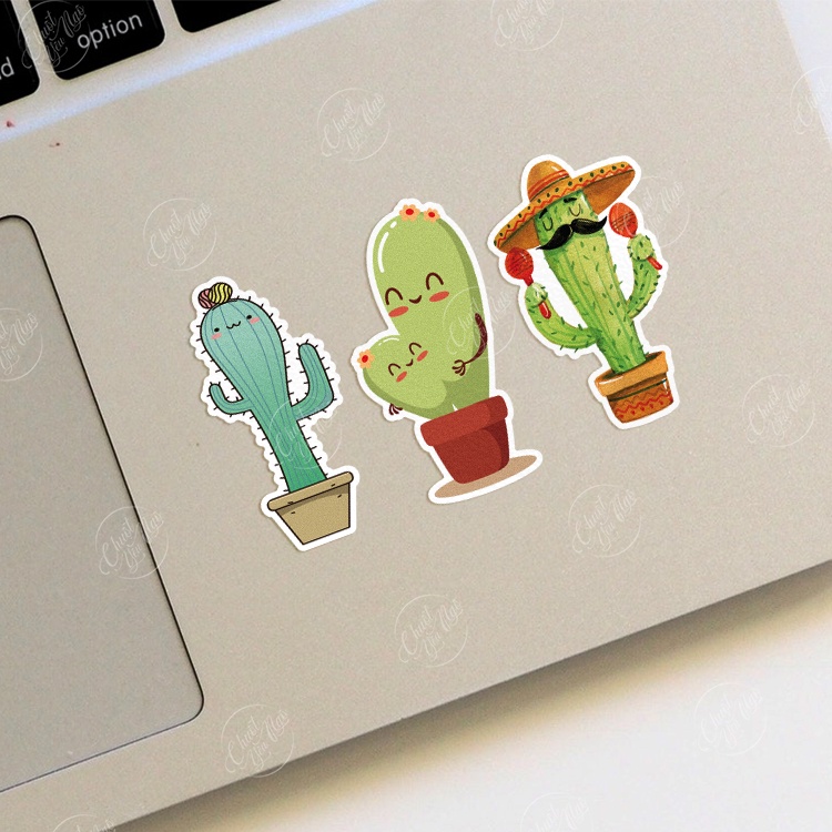 Bộ 30 sticker hình trang trí XƯƠNG RỒNG sen đá dễ thương chống thấm nước dán nón bảo hiểm laptop vali xe máy