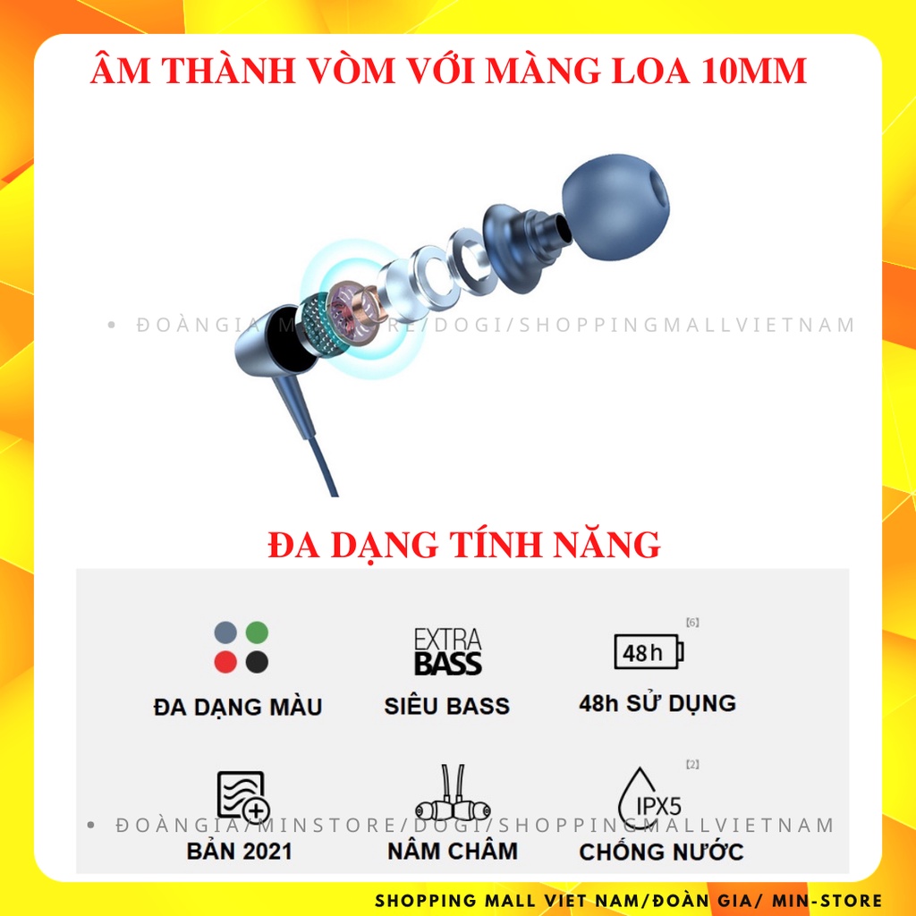 Tai nghe bluetooth không dây đeo cổ DOGITEK F90 dung lượng cao ,kiểu dáng thể thao, âm thanh nổi kèm từ tính