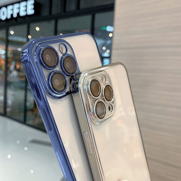 Ốp lưng IPHONE viền vuông - Bảo vệ camera - Viền màu cao cấp. IPHONE 12/12Pro/12 Pro Max/13/13 Pro/13 Pro Max. Educase86