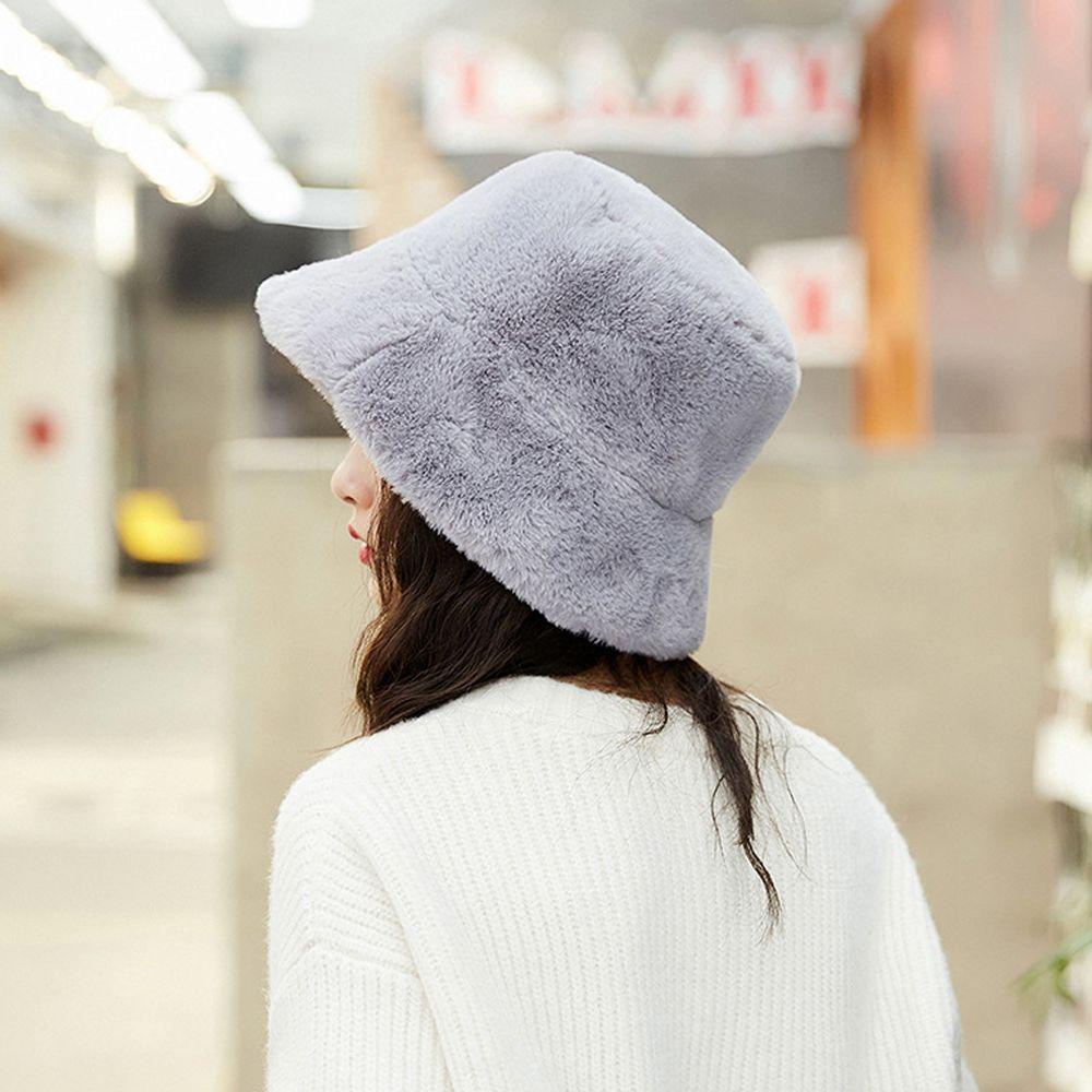 ESPO Mũ Bucket Lông Giả Mềm Mại Giữ Ấm Mùa Đông Cho Nữ