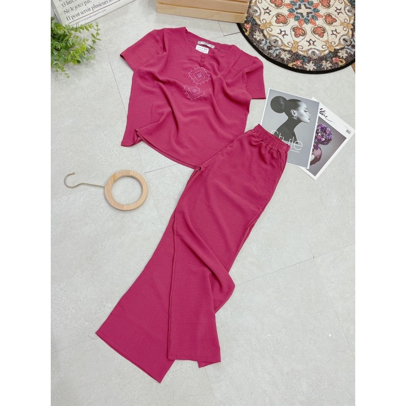 SNU37 - BỘ ĐŨI QUẦN DÀI ÁO CỘC THÊU THOI CÚC BỌC CHO MẸ | BigBuy360 - bigbuy360.vn