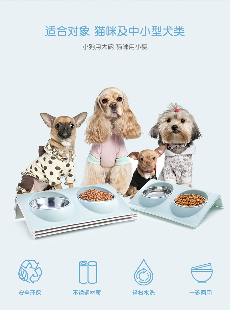 Bát Đựng Thức Ăn Cho Thú Cưng Cống Văng Chất Liệu Nhựa Và Thép Không Gỉ