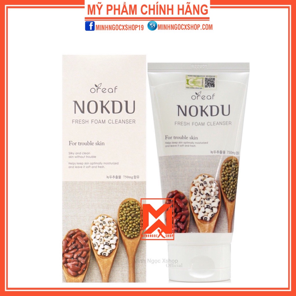 Sữa rửa mặt cho da nhạy cảm BEBECO 150ml, sữa rửa mặt BEBECO OREAF NOKDU FRESH FOAM CLEANSER