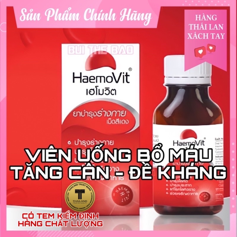 🩸 100 Viên Uống Bổ Máu, Tăng Cân Haemovit Thái Lan 🇹🇭