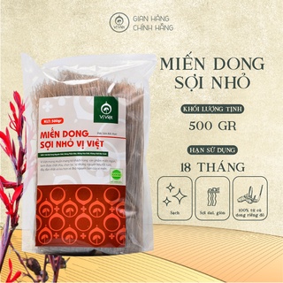 Miến Dong Sợi Nhỏ VỊ VIỆT  (Đặc Sản Bắc Kạn) Gói 500 Gam, 100% Từ Củ Dong Riềng Đỏ,  Sợi Dai, Giòn, Sạch