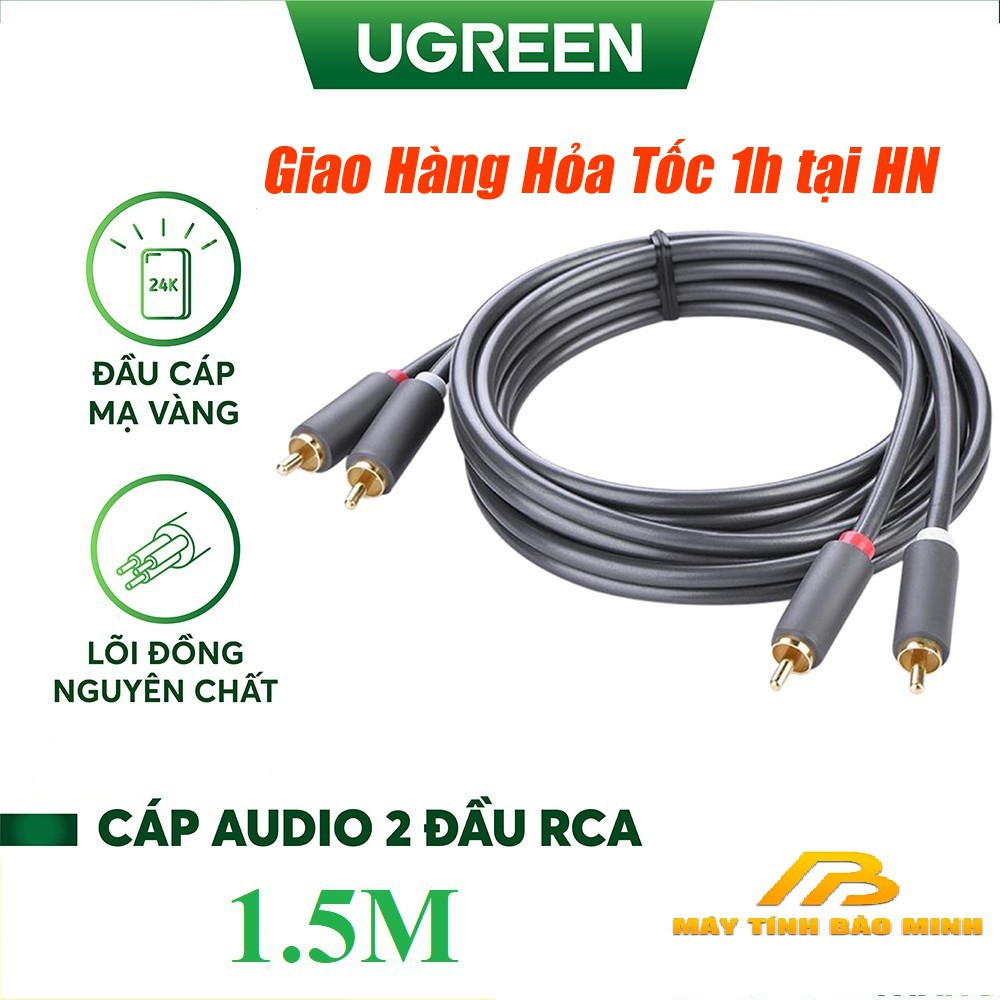 Cáp Âm Thanh 2 Đầu AV Bông Sen RCA Ugreen 10517 Dài 1,5m - Hàng Chính Hãng