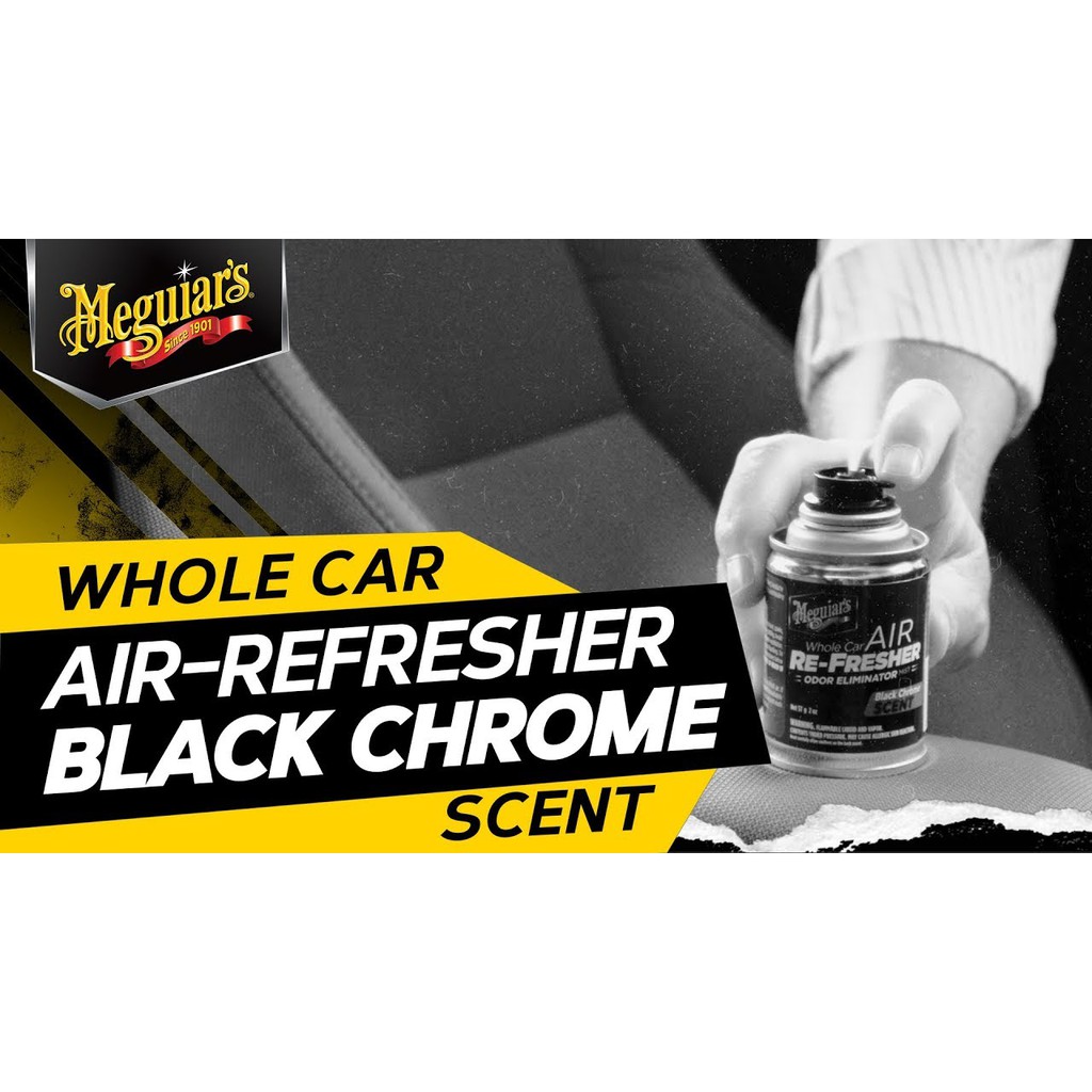 Xịt khử mùi, diệt khuẩn nội thất xe hơi hương thơm nam tính/ Meguiar's Air Refesher - Black Chrome Scent - G181302