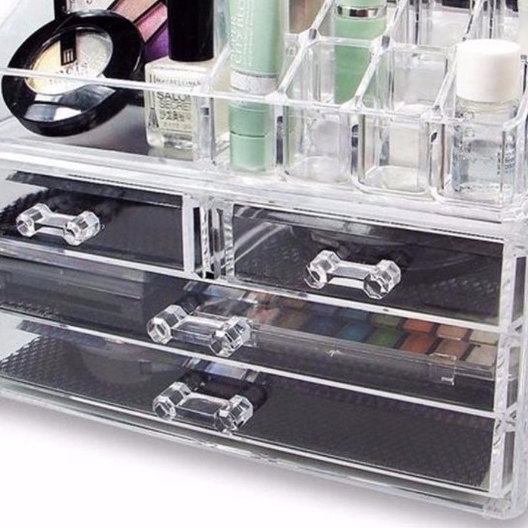 KỆ ĐỰNG MỸ PHẨM ĐA NĂNG BẰNG NHỰA 4 TẦNG TRONG SUỐT ( #kemypham )