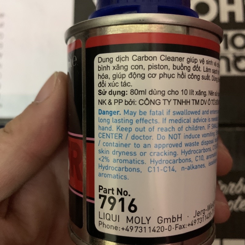 Phụ gia Carbon Cleaner làm sạch buồng đốt -  dung dịch vê sinh kim phụn Liqui Moly CLEANER  - 80ML cho xe máy.