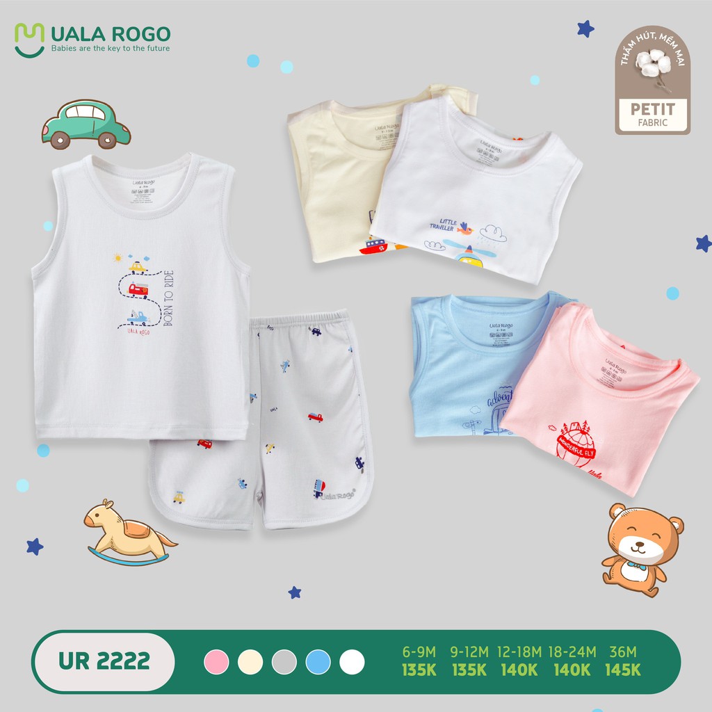 [ UALAROGO ] Bộ Ba lỗ Uala Rogo Hoạ tiết UR2222