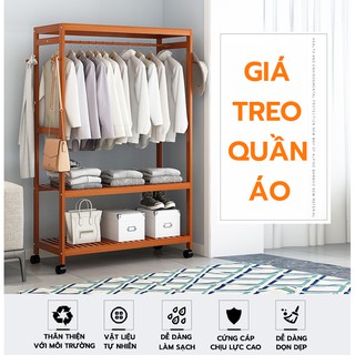 Tủ treo quần áo có bánh xe đơn giản sang trọng kết hợp kệ để đồ đa năng tiện dụng