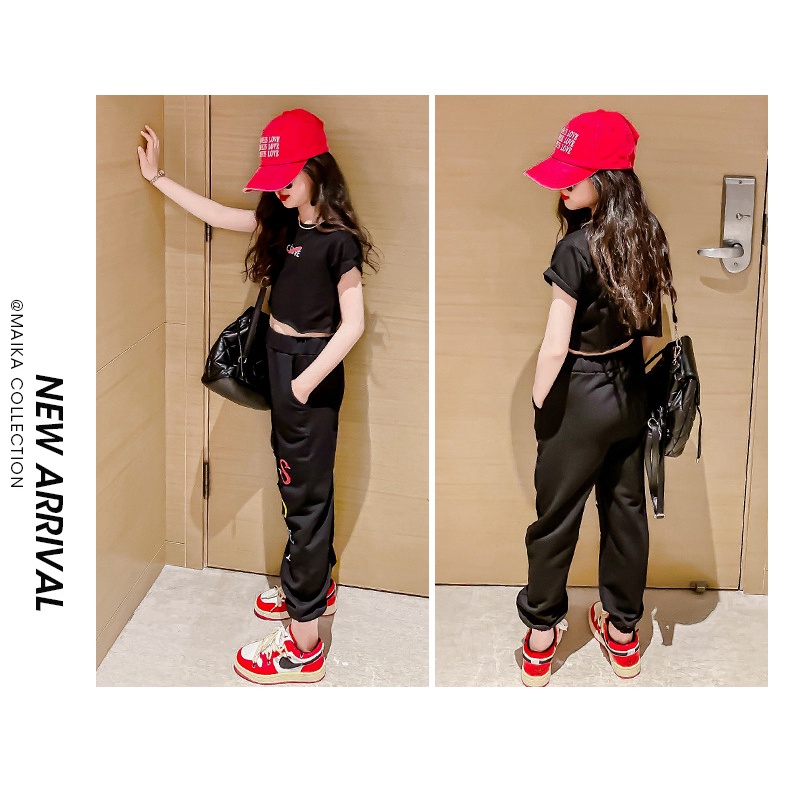 Bộ IQ Angel gồm áo thun tay ngắn và quần dài phong cách thời trang Hàn Quốc cho bé gái