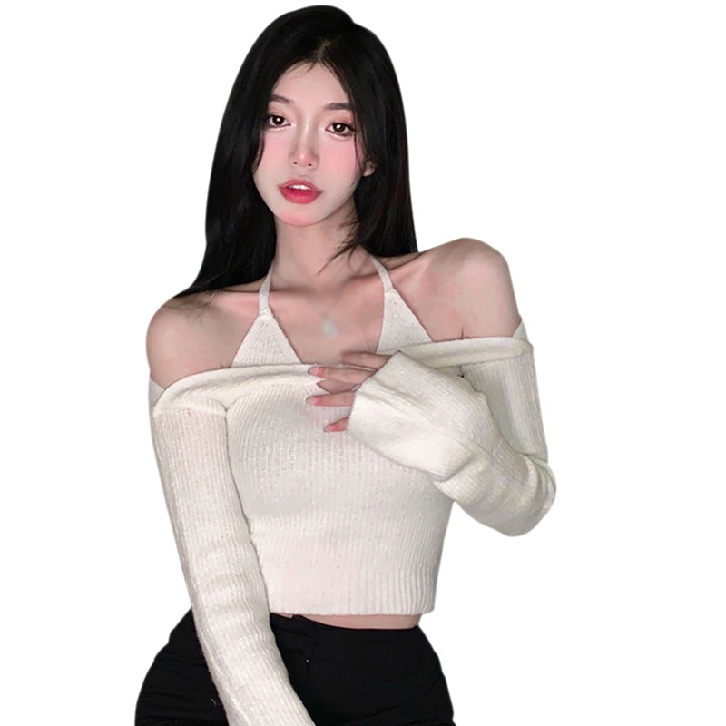 Bộ Áo Croptop 2 Dây Phối Áo Cardigan Quyến Rũ Cho Nữ